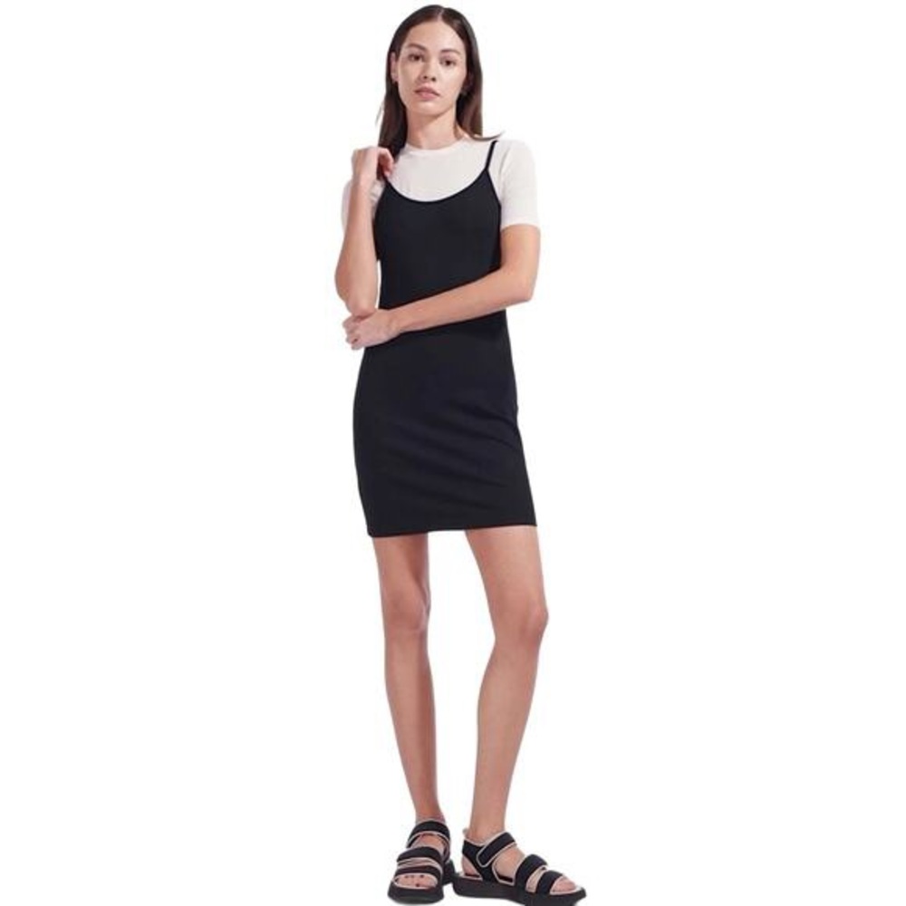 STAUD Mini Sutton Layered Tank Top T Shirt Black and White Mini Dress 90s grunge - Picture 2 of 11